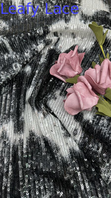 Black And White Sequin Embrroidered Fabric Elegant For AW Season For Ladies Party