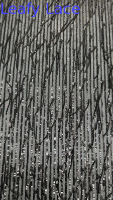 Rope Stripe Sequin Embrroidered Fabric Mesh Ground Breate Elegant For Evening Dress