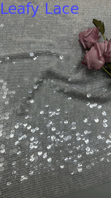 Sequin Embroidered Fabric Plaid Shinning Design Breathe Luxary for Party Gowns