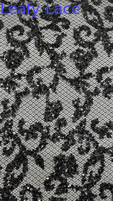 Sequin Embroidered FLoral Beautiful Mesh Ground Customized Design Factory For Gowns