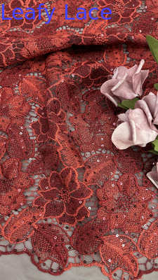 Red Luxary Sequin Embroidered Breathe High Quality Wedding Fabric Customized Design