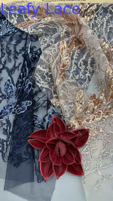 Leafy Embroidered Fabric 100% Colorful High Quality Luxary Fabric Customized Design