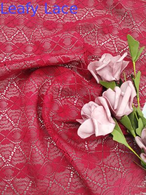 Red Color Four Leaf Clover Lace Fabric Customized Embroidered Pure Lace Fashion Apparel