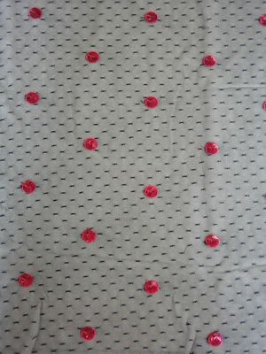 Black Red Polka Dot Sequin Fabric For Day Dress Garment
