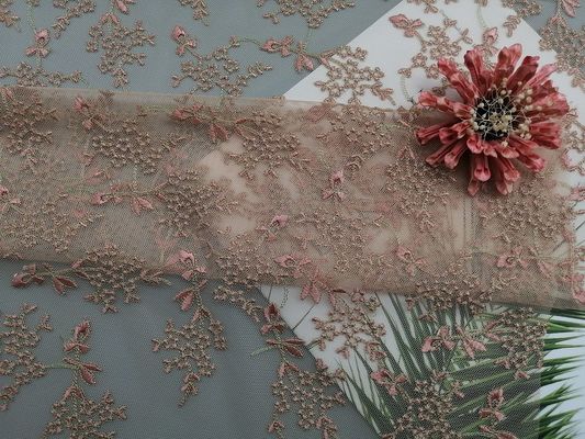 Small Floral Tulle Mesh Colored Embroidered Lace Fabric By The Yard