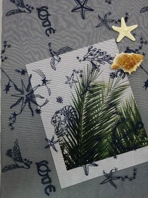 Navy Sea Animals Embroidered Mesh Lace Fabric Wedding Gown Lace Fabric