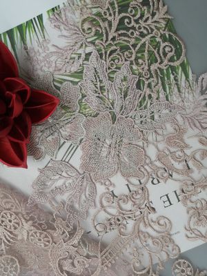 70 yards Lace Table Cloth Pink Embroidered Lace Fabric