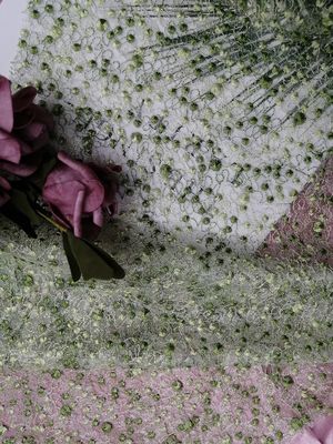 Mesh Green Dot Embroidered Tulle Lace Fabric For Bedding Article