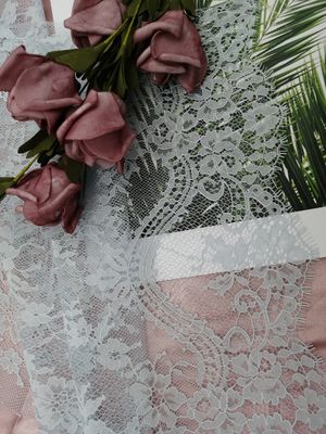 Grey 100% Nylon Eyelash Scallop Lace 3D Floral Lace Fabric