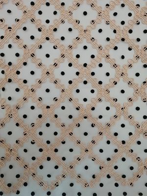 125cm Polka Dot Embroidery Flocked Tulle Mesh Fabric