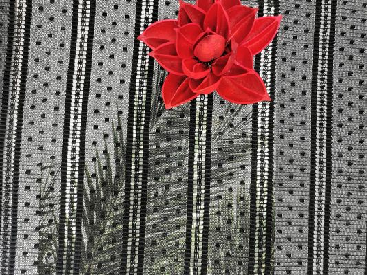 Mesh Pleated Dot Embroidery Striped Lace Fabric