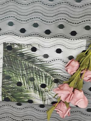 Linear All Over Spot Polyester Lace Trim Black Tulle Mesh