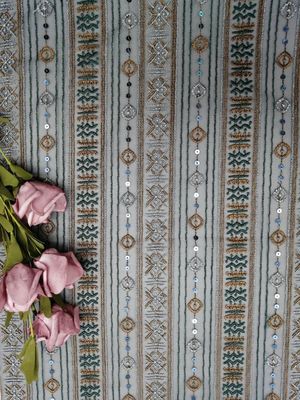Geometric Pattern Lace Colored Embroidery Fabric Sequin Voile