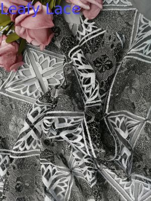 Geo Diamond Tulle Embroidered Lace Fabric Curtain Cloth