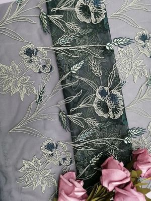 Embroidered Tulle Mesh Fabric Garden Flower Lace Bedding Cloth