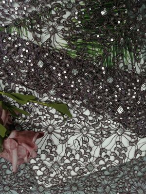 Metallic Glitter Lace Sequin Embroidered Fabric Chemical