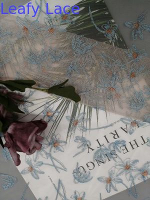 Floral Lace Colored Embroidery Fabric Tulle Mesh Embroidery Colorful Lace