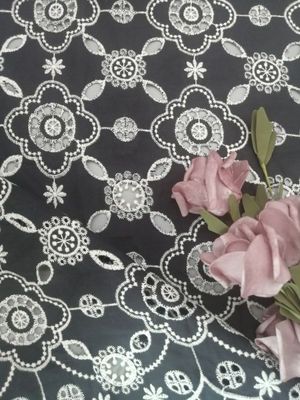 Tribal Embroidered Eyelet Fabric Contrast Color Lace For Lady Garment