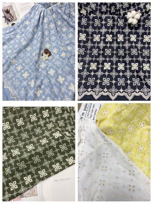 100 Yards Floral Cotton Embroidered Eyelet Fabric Children Garment Fabric