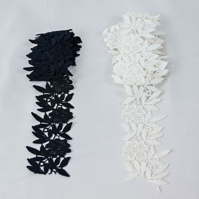 2.3" Black Polyester Lace Trim Scalloped Edge Ribbon Crochet Embroidery For Clothes
