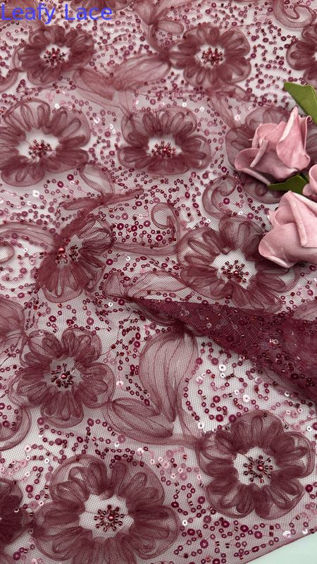 New Collection Luxary Elegant And Durable Flower Sequin Lace Fabric For Wedding And Birthday Occasions