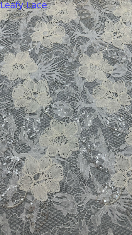 White Luxury Sequin Embroidery Durable And Elegant Luxary Knit Flower Embroidery Fabric Lace Fabric Wedding Birthday Occasions Sequin Plaid Beaded Fabric
