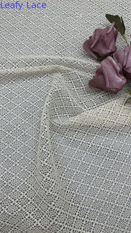 100% Cotton White Lace Mesh Hollow Up Effect For Artistic Wedding Evening Dresses