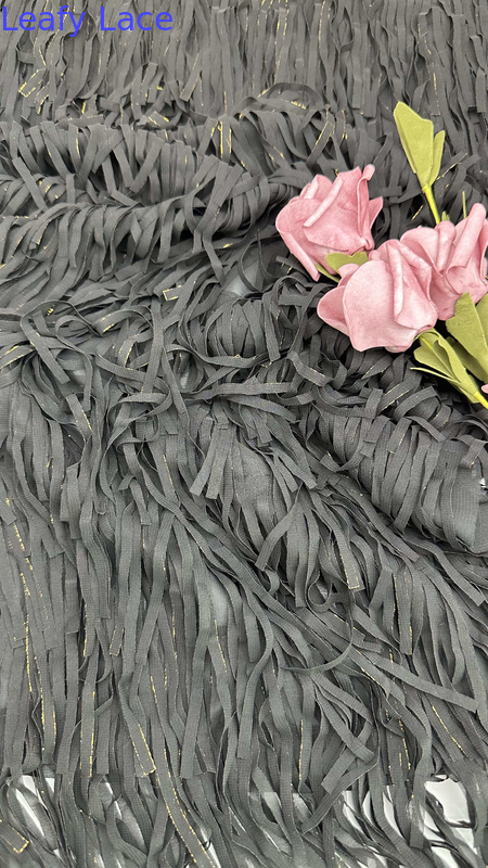 Pleated Corded Lace Fabric for Wedding Dresses Custom Colors