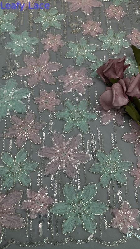 Shinning Sequin Lace Embroidered Elegant Lace Fabric With A Couture touch Fabric Customized Luxary Wedding Dresses Gowns