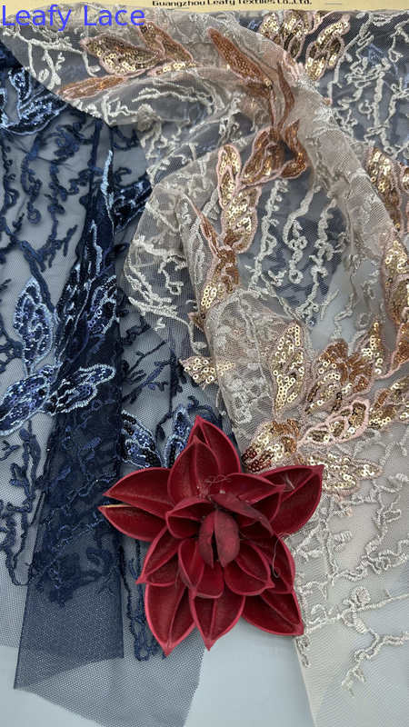 Leafy Embroidered Fabric 100% Colorful High Quality Luxary Fabric Customized Design
