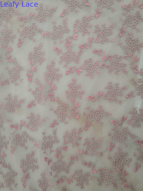 Small Floral Tulle Mesh Colored Embroidered Lace Fabric By The Yard