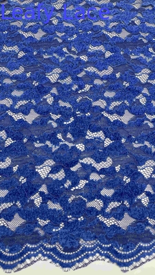 Light Blue Color Chenille Yarn Floral Scalloped Edge Lace Fabric By The Yard Dress For Fashion