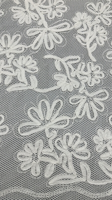 100% Cotton Leafy Corded Lace Fabric Embroidered Lace Fabric Elegent for Clothes