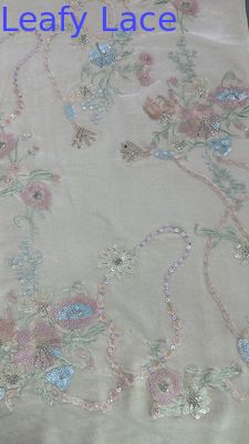 East Culture Leafy Sequin Floral Lace Fabric for Dressmaking Dinner Gowns Shining Fabric