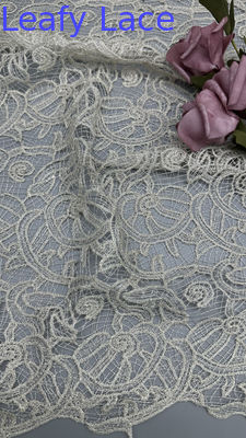 100% polyester French Chantilly Lace Fabric for Garments Gowns Hollow-up White Color Wedding Dresses