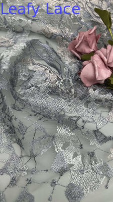 French Tulle Lace with Metallic Embroidered Lace Mesh for Couture-Inspired Formal and Evening Wear
