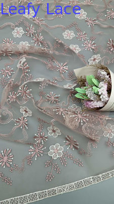 Embroidered Lace Fabric Mesh Ground  Artistic Detailing for Sophisticated Custom-Made Evening Dresses