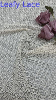 100% Cotton White Lace Mesh Hollow Up Effect For Artistic Wedding Evening Dresses