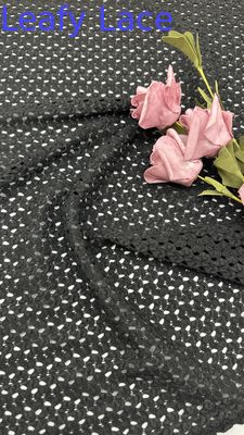 100% Polyester Black Corded Lace Fabric Hollow-up Breathe High Quality Fabric for Cauasl Gowns