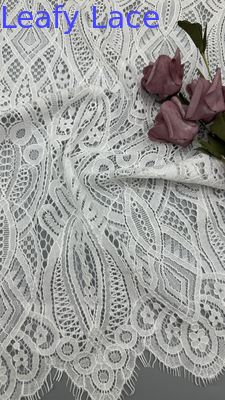 White Embroidered  Mesh Lace Trim Tulle with Delicate Floral Stitching for Elegant Evening Gowns