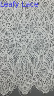 White Embroidered  Mesh Lace Trim Tulle with Delicate Floral Stitching for Elegant Evening Gowns