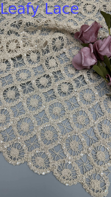 Corded Sequin Embroidered Lace Fabric 100% Cotton Circle for  Evening and Gala Dresses