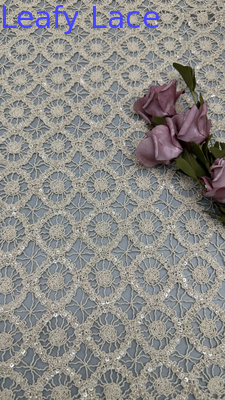 Corded Sequin Embroidered Lace Fabric 100% Cotton Circle for  Evening and Gala Dresses