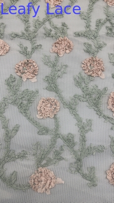 Eｍbroidered Lace Fabric 100% Polyester Mesh Ground High Quality for Wedding Dress