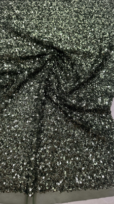 Sequin Embroidered Fabric 100% Polyester Complicated Fabric Good Quality for Party Dress