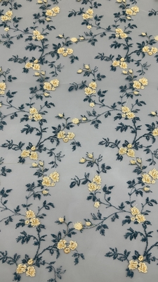 Colorful Floral Embroidered 100% Polyester Elegant for Party Gowns