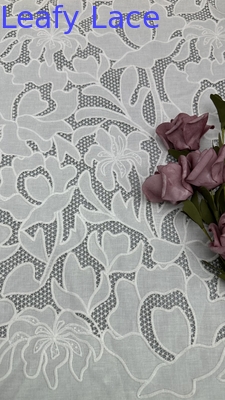 White Embroideded Fabric Hollow-up Customized New Collection for Party Gowns Dresses