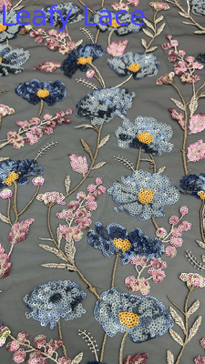 Sequin Embroideded Lace Fabric Elegant Mesh Customized New Collection Fabric