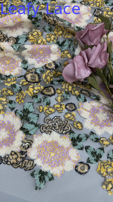 Sequin Flroal Embroideded Lace Fabric Elegant Mesh Customized New Collection Fabric