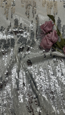 Sequin Embroidered Lace Shining Color Customized Design Factory For Gowns